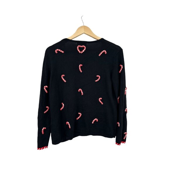 Berek VTG Christmas Sweater Womens Size M‎ Candy Canes Holiday Beaded Grannycore - Picture 2 of 11